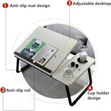 Foldable Computer Desk Desk On Bed Adjustable 5-Speed Lifting Laptop Table Lazy Table With Cup Holder Anti-Skid Strip