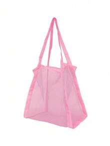 1pc Oversized Mesh Beach Tote Bag, Multifunctional Solid Color Shoulder Mesh Bag Grid, Beach Toy Storage Bag Extra Large Capacity Multifunctional Wear-Resistant Travel - Multicolor - View 12