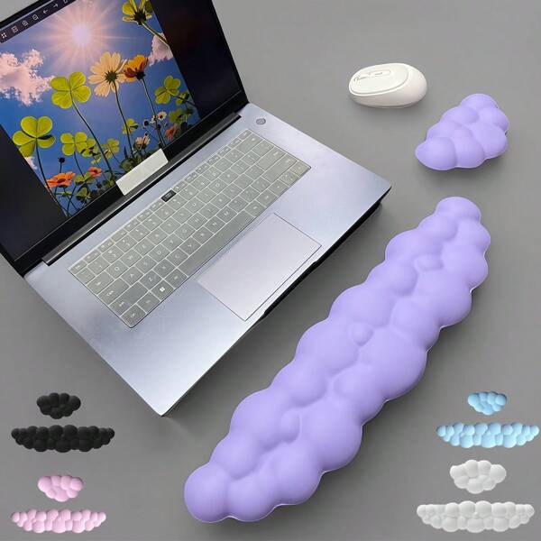Cloud Shape Keyboard Wrist Rest, Soft Faux Leather Memory Foam Wrist Support/Cushion, Ergonomic Non-Slip Desk Pad Suitable For PC Gaming/Laptop/Mat/Cute Office Desk