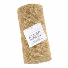 Jute Burlap Roll Precut, Finished Edges, 6"W X 5-Yards, 740-27, Brown/Gold Star Glitter - Jute - View 2