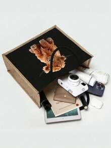 牦牛主题亚麻手提袋套装，黑色亚麻手提袋配黄色滚边，另附黑色零钱包，适合日常购物、手提、个性化礼品包装、旅行，是假日、周末、婚礼、生日、海滩、度假的理想之选，也是送给女性、母亲、教师、朋友以及开学季的绝佳礼物。