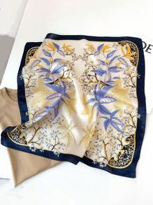 1pc Imitation Silk Printed Neckerchief Scarf, Versatile For Hair Accessory, Necessary Item For Spring & Summer