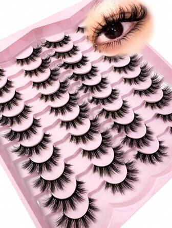 20/10/7/5/1 par Seleccionable Pestañas postizas de visón natural 3D esponjosas y suaves, pestañas largas y deshilachadas, pestañas cortas y gruesas, extensiones de pestañas postizas a granel para maquillaje de boda, fiesta y trabajo diario. Pestañas postizas cómodas de usar.