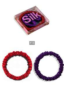 SUNCDELV SLIK 2pcs 100% Mulberry Silk Hair Scrunchies, High Quality Hair Ties (22mm), Women & Girls Hair Accessories, Pink Gift Box Ponytail Holder - Multicolor - View 29