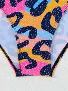 Leopard Print Full Body Bohemia Knit Beach Coverup - Orange - View 11