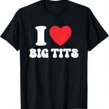 Camiseta de despedida de soltero lesbiana que dice "Me encantan los pechos grandes y graciosos" - Negro - Ver 1