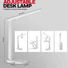 Lámpara de escritorio LED Honeywell Sunturalux™ Luz de escritorio regulable con puerto de carga USB A+C - Blanco - Ver 3