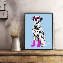 1 件复古卡通可爱狗动漫绘画艺术印刷品现代家居办公室装饰，非常适合客厅、卧室、厨房等装饰礼物可选框架