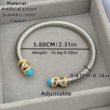 1 pezzo Braccialetto a fascia in acciaio inossidabile bicolore oro e argento, design regolabile unisex adatto a uomini e donne, stile punk goth, il miglior regalo per le vacanze e gioielli