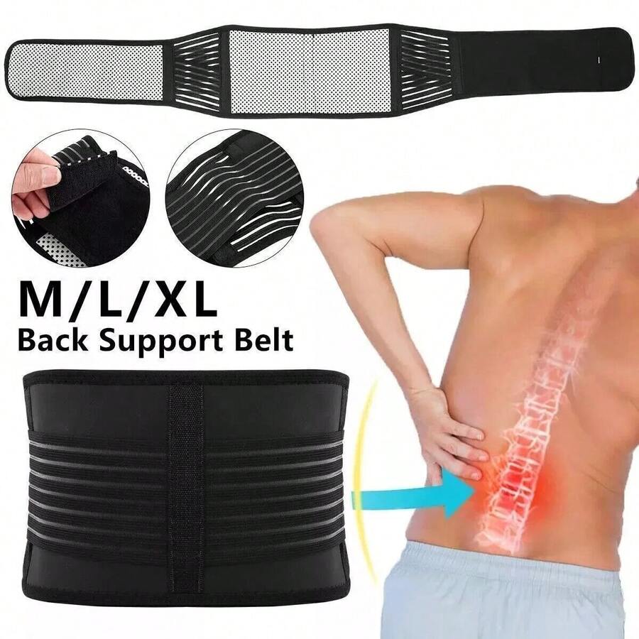 Self Heating Magnetic Back Support Lumbar Lower Waist Brace Belt Pain Relief UK - M - View 1