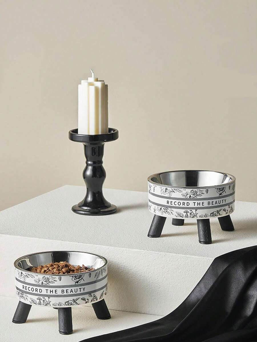 PETSIN 1Pc New Pet Bowl Cat Neck Guard Bowl Stainless Steel Large Capacity Dog Bowl Cartoon Cat Rice Bowl - Multicolor - View 1