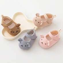 Baby Girl Dress Flats Soft Soles Cute Bear Embroidery Mary Jane Shoes Casual Walking Shoes For Newborn Toddler - Màu xanh lam - Xem 9