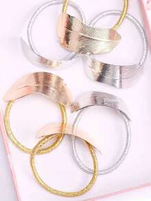 4件套精美椭圆形叶子造型发饰，包括发圈、发绳、发圈、女士礼物、马尾辫发圈、发橡皮筋、发圈、发绳、弹性发圈、发饰