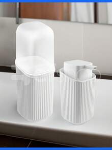 Soap Dispenser And Toothbrush Holder Kit With Lid Modern Design - Green - View 4
