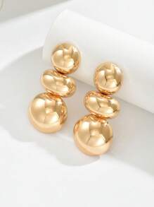 1 paire de boucles d'oreilles pendantes rondes classiques brillantes et élégantes à motif géométrique pour femmes, convenant pour un usage quotidien, de vacances ou de fête