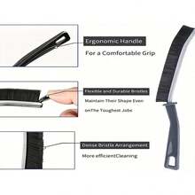 1 件长柄硬毛清洁刷 | 加长缝隙清洁工具 | 防滑握把窗轨刷 | 浴室厨房汽车除尘器套装 | 尼龙刷头 开学季适用 - 黑色 - 查看 5