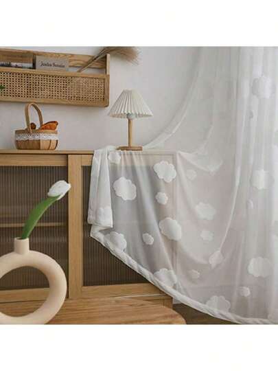 1pc Cloud Shaped Curtain Panel, Cartoon Style, Simple & Fresh, Suitable For Kids Room, Boys & Girls Bedroom