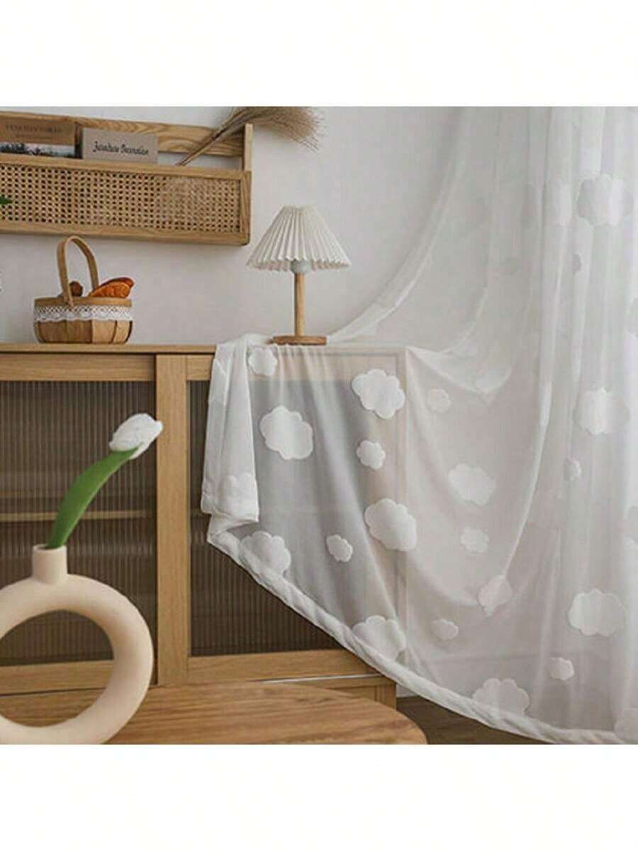 1pc Cloud Shaped Curtain Panel, Cartoon Style, Simple & Fresh, Suitable For Kids Room, Boys & Girls Bedroom