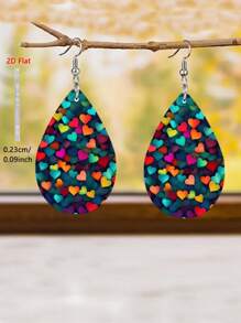 1 Coppia di orecchini a forma di cuore in acrilico nei sette colori, con un'atmosfera giocosa ed elegante, adatti per uso quotidiano di uomini e donne, feste di compleanno e regali di San Valentino
