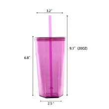 Mainstays 20oz Plastic Tumbler With Screw Top Lid And Straw, Clear - Purple - View 8