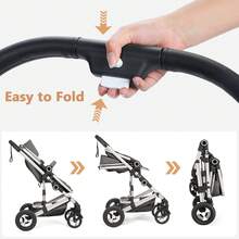 Kinder King 2 In 1 Convertible Baby Stroller, Folding High Landscape Infant Carriage, Newborn Reversible Bassinet Pram, Adjustable Canopy, Diaper Bag, Anti-Shock Toddler Pushchair Stroller, Christmas Gift - 深灰色 - 查看 5