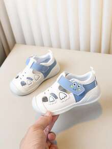 1 pereche de sandale goale respirabile, complet acoperite cu desene animate pentru copii mici, pantofi confortabili de vară pentru bebeluși - Albastru si alb - Vizualizare 3