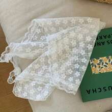 1pc Fashionable French Lace Bandana - Vintage Floral White Head Scarf, Sweet Country Style Accessory For Women. Vintage Farmhouse Aesthetic Headwrap Suitable For Summer Photo Shoot