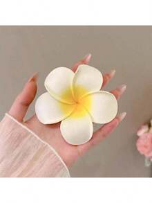 2 件女式白色黄色花朵装饰鳄鱼发夹波西米亚风夏季发夹发夹发夹发夹发夹发夹，学校用品，大学