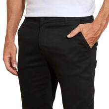 Kit 2 Black And Navy Blue Chino Twill Pants All Regular Fit Pocket Button Zipper - 黑色 - 查看 4