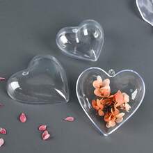 10pcs Transparent Acrylic Candy Boxes, Fillable Clear Heart-Shaped Ornaments Balls,Suitable For Christmas Tree Decoration, Wedding Party Home Hanging Decoration , Valentine's Day DIY Plastic Gifts Boxes Baubles