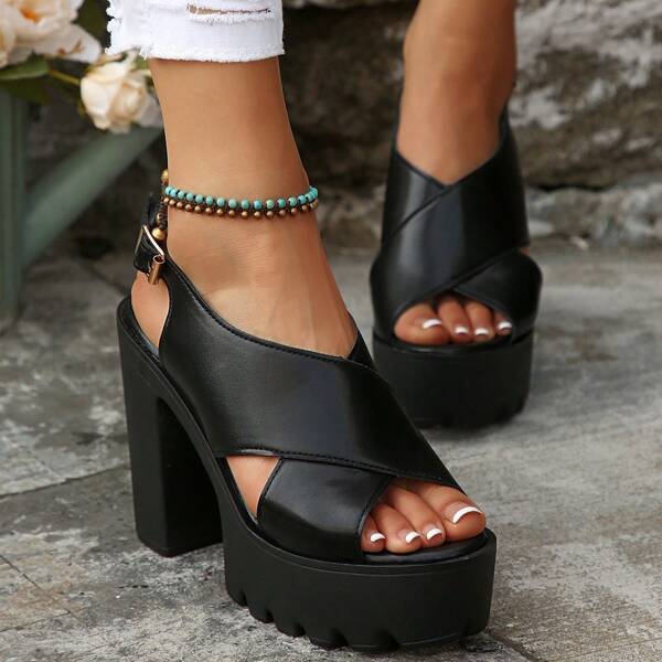 Women's Thick Heel Platform Hollow Wedge Sandals, Fashion Waterproof Open Toe Heels