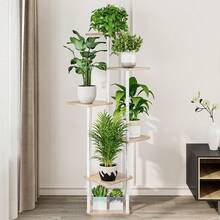 Plant Stand 5 Tier Indoor Metal Flower Shelf For Multiple Plants Corner Tall Flower Holders For Patio Garden Living Room Balcony Bedroom, Black (5 Tier-Black) - 6層-白色+索諾瑪橡木 - 查看 3