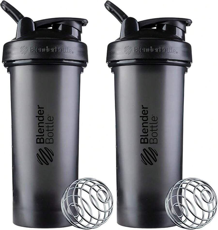 BlenderBottle Classic V2 Shaker Bottle Protein Shakes And Pre Workout, 28-Ounce, Black, 2 Pack - 黑色 - 查看 1