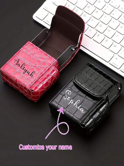 1pc Personalized Leather Cigarette Case, Portable Moisture-Proof & Anti-Pressure, Customized Name Flip Cover Cigarette Holder With Lighter, Gift For Him, Boyfriend, Father, Couples, Father's Day, Mother's Day, Birthday, Christmas