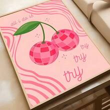 1张/3张墙面艺术海报，可选带框/不带框，现代风格，粉色和奶油色美学幸运卡海报，防水自粘纸贴纸，适用于咖啡馆、酒吧、房间墙面装饰 - 彩色 - 查看 26