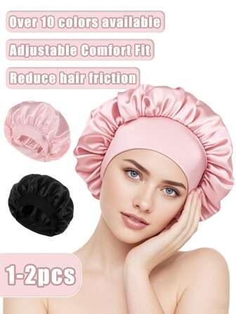Bonnet en soie pour dormir, bonnets de cheveux en satin, bonnet de nuit en soie à bande élastique douce, enveloppe de cheveux en soie pour cheveux bouclés, sangle réglable, sensation soyeuse, casquette de protection des cheveux, cadeau d'anniversaire pour femmes, casquette en satin, résistant à l'usure, casquette réglable, bonnet de nuit, casquette avec nœud papillon pour femmes et hommes, serviettes de douche pour salon de beauté, hôtel, sports, articles essentiels pour la maison, serviette, soins de la peau