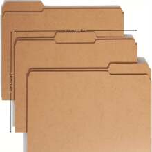 12pcs Legal File Folders, Reinforced 1/3 Cut Tab, Letter Size, Kraft Paper,Back To School,School Supplies