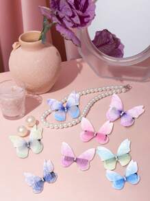 10 pièces - épingle à cheveux papillon, décorations de papillon pastel doux et assortis, épingle à cheveux élégante pour franges, ornement de cheveux pour dames, pince à cheveux unique, papillons en tissu 3D de simulation pour projets DIY, décoration d'art et accessoires photo, décorations de fête, décorations d'anniversaire, décorations d'été
