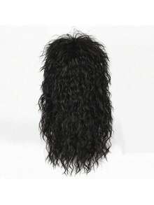 Men And Women Long Curly Brown Gradient White Wig 70s 80s Rocker Mullet Party Funny Wig Costume Wig - màu đen - Xem 4