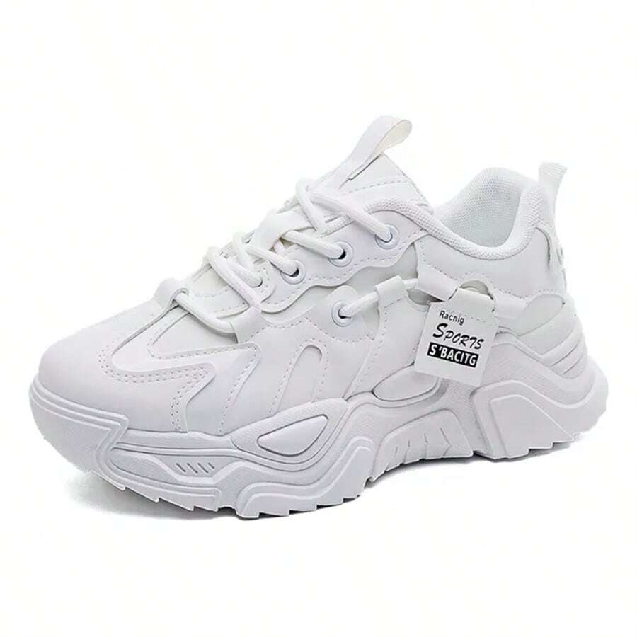 Tenis Deportivos Transpirables Con Plataforma - Blanco - Ver 1