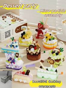 Set de 12 piezas con talla grande de 1700 piezas para decoración de mesa de fiesta de postres dulces, juego de bloques de construcción para niños, rompecabezas para ensamblar, estilo lindo y dulce, ideal como pequeño regalo festivo para amigos - Multicolor - Ver 12