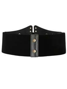 1 Stück Damen Schwarzer Punk Elastischer Taillengürtel, Gothic Stil Breiter Taillenformer, geeignet für den täglichen Gebrauch als Damenkorsettgürtel für Kleider, Taillentrainer zur Taillenformung und Bauchkontrolle