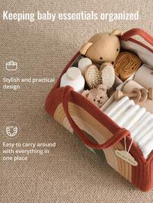 Baby Diaper Caddy Basket, Sturdy Diaper Caddy Organizer, Large Baby Shower Caddy For Newborn Boys And Girls, Gift For Baby Shower List, Newborn Essentials Basket - Red - View 7