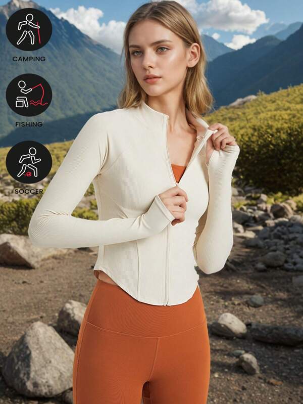 Women's Stand Up Collar Outdoor Yoga Jacket, Designed Specifically For Running, Fitness, And Exercise Training
