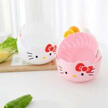 Sanrio (Authorized)2pcs Sanrio Kitchen Basket, Household Fruit Plate, Multi Functional Round Vegetable Washing Basin, Fruit Basket, Plastic Double Layered Vegetable Washing Basket, Drain Basket Suitable For Various Scenarios And Dishes