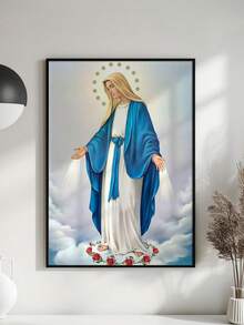 1 Pc Our Lady Immaculate Conception Of Mary Holy Mary Painting Catholic Posters Picture Room Decor Art Stretched And Frame Ready To Hang - Optional Framed,Suitable For Living Room Bedroom Office Wall Decoration Room Aesthetic Wall Arts Canvas, Creative Gift - Multicolor - View 9
