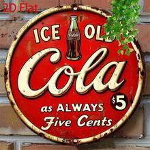 Vintage Cola Metal Sign - 8x8 Inch Round Aluminum Wall Art, Retro Ice-Cola Design, Rustic Decor For Home, Kitchen, Bar, Cafe, Garage, And Holiday Themes, Vintage Home Decor Christmas Decorations Room Decor Christmas Winter Christmas Decorations Home Christmas Gifts Christmas Decor - Multicolor - View 3