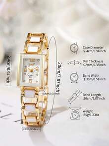 1pc Classic & Fashion Square Dial Women's Quartz Wrist Watch With Stainless Steel Band, Minimalist And Chic Style (Excluding Watch Box) - White - View 3