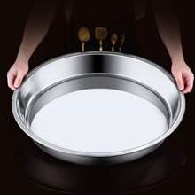 Plaque de cuisson ronde en acier inoxydable, 34 cm/13,4 pouces, convient pour un usage domestique et commercial