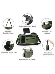 1pc Stroller Hanging Bag, Diaper & Feeding Bottle Storage Pouch, Multifunctional Tote Shoulder Bag For Mom